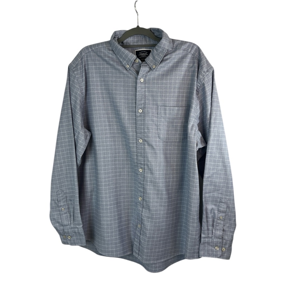 Charles Tyrwhitt mens blue and white cotton long‎ sleeve button down shirt XXL